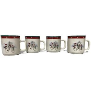 Royal Seasons Snowman Christmas Ceramic Coffee Mug 7 Ounces Set of 4